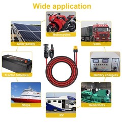10ft Solar Panel Extension Cable 12AWG Solar Panel Connector to XT60 Connector