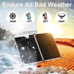 Dokio 100W Portable Foldable Glass Solar Panel Kit for Camping/Car Battery/Home