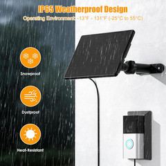 Solar Charger for Ring Video Doorbell 3/4 with Adjustable Mount and 10Ft Cable