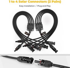 Waterproof Solar Panel Y Branch Connectors – 2 Pairs