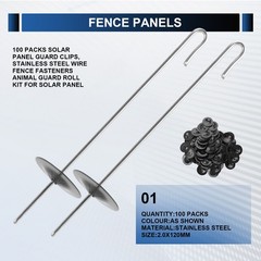 100 Packs Solar Panel Guard Clips, Stainless Steel Wire Fence Fasteners7498
