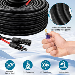 Solar Panel Extension Cable – 8AWG 50FT Solar Wire with Female & Male Waterproof