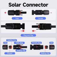 20FT 10 AWG Solar Panel Extension Cables, PV Wire Male to Female Connectors