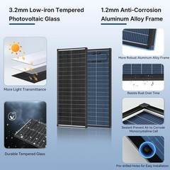 Bifacial 2Pack 100W Monocrystalline Solar Panel 18V 18BB N-Type PV Home Battery