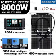 SOECOPO 8000W Peak Solar Kit 12V 24V to 110V/220V Inverter for RV Off-Grid Camp