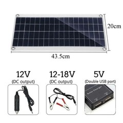 30W Solar Panel 12V Trickle Charger Battery Charger Kit Maintainer Boat Car RV