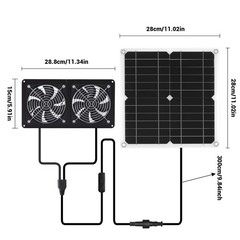 15W Solar Panel Fan Kit Dual 12V Exhaust Fans for Greenhouse Chicken Coop Pets