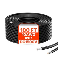 Uimoso 100FT Solar Panel Extension Cable 10AWG Waterproof PV 6mm² Cable Black