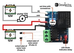Mini home differential thermostat solar water heating pump controller 12V 10A