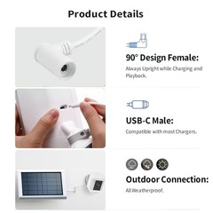 2-Pack Barrel Plug to USB-C Adapter for Ring Solar Panel, DC Female to USB-C