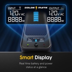 Goldenmate 1000VA 800W LiFePO4 UPS Battery Backup, LCD, High Efficiency