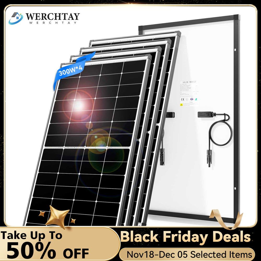 300W 600W 900W 1200W 12V Mono Solar Panel RV Home Camping Off-Grid Power Caravan