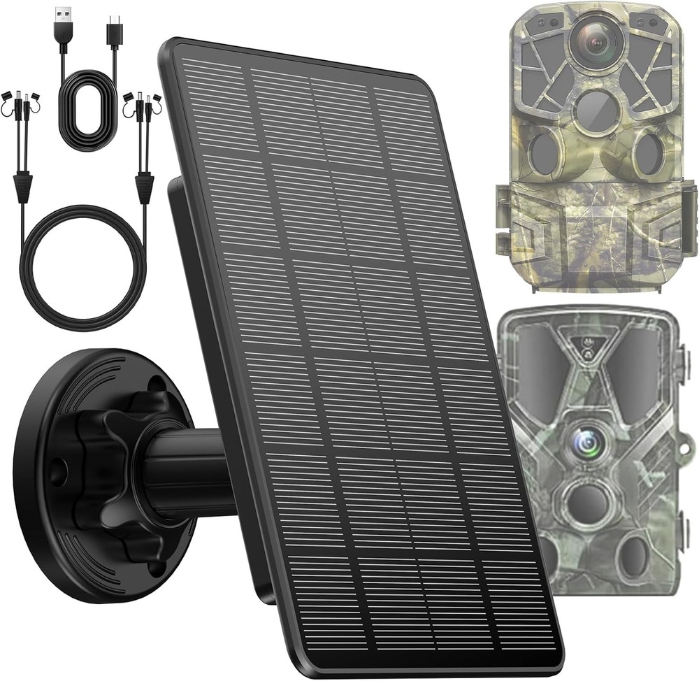 Camera Solar Panel, High Solar Conversion Rate for Trail Camera – 5000mAh Rechar