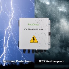 PowGrow PV Combiner Box, 4 String Metal Solar Combiner Box with 15A Rated Cur…