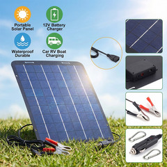 30W Solar Panel 18V Trickle Charger Battery Charger Kit Maintainer Boat Car RV