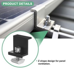 12pcs Solar Panel Mounting 35mm Z Clip Aluminum End Clamp for RVs Black