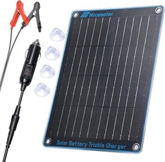 Portable 10W Solar Battery Charger with Alligator Clip & Lighter Plug for RVs