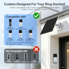 Solar Panel Charger for Ring Doorbell, Built-in 4000mAh Battery | Solar White