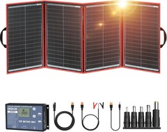 Portable Foldable DOKIO 200W Solar Panel 20x27in 9.7lb 12V Battery Charger