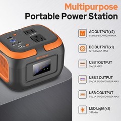 120W Portable Power Station Grey/Orange, 97.6Wh with USB-C & AC Outlets
