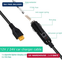 12V/24V XT60 Car Charging Cable Replacement for Ecoflow Delta/River Bluetti EB55