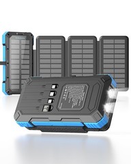 Kepswin Solar Charger Power Bank 49800mAh with 4 Built-in Cables & 3 Foldable Pa