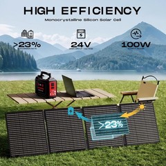 100W Foldable Solar Panel Waterproof Portable Camping Power Station Charger