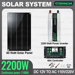 Grennova 2200W Real Power Off-Grid System 60W Panel 60A MPPT Dual Voltage