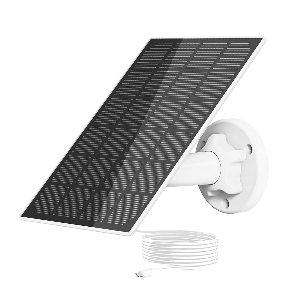 3W Solar Panel IP65 Waterproof for Security Camera, 5V USB-A Port – Continuous
