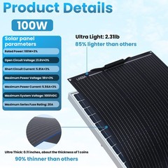 100W Flexible Solar Panel 12V Mono Battery for Caravan RV Boat Camper Van Shed