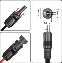 Solar Connector to DC8020 Extension Cable for Solar Panel Charging, Compatible w