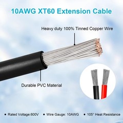 10AWG 2FT 2PCS XT60 Extension Cable 2 3 5 10 15 20 25 30 35 40 50 75 100FT XT…