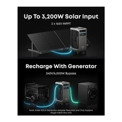 Anker SOLIX F3800 PLUS 3.84kWh Portable Power Station with 240V Cable/Adapter
