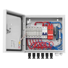 6 String 15A Solar PV Combiner Box IP65 Rated Steel Enclosure Waterproof Design