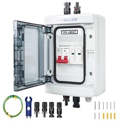 Solar Panel Combiner Box 1 In 1 Out 40A Waterproof Disconnector Surge Protector