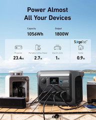 Anker SOLIX C1000 Portable Power Station with Water-Resistant Bag, 1800W Solar G