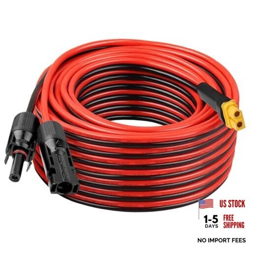 40FT XT60 Solar Extension Cable 10AWG XT60 – 2/3/6 10/15 20-25 35 40 50 75