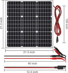 50W 12V Waterproof Solar Panel Kit for Boat, Car, RV, Motorcycle Charging