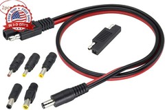 2Pack SAE to DC Adapter Cable SAE Plug to DC 5.5mmx2.1mm Male Connector Cables w