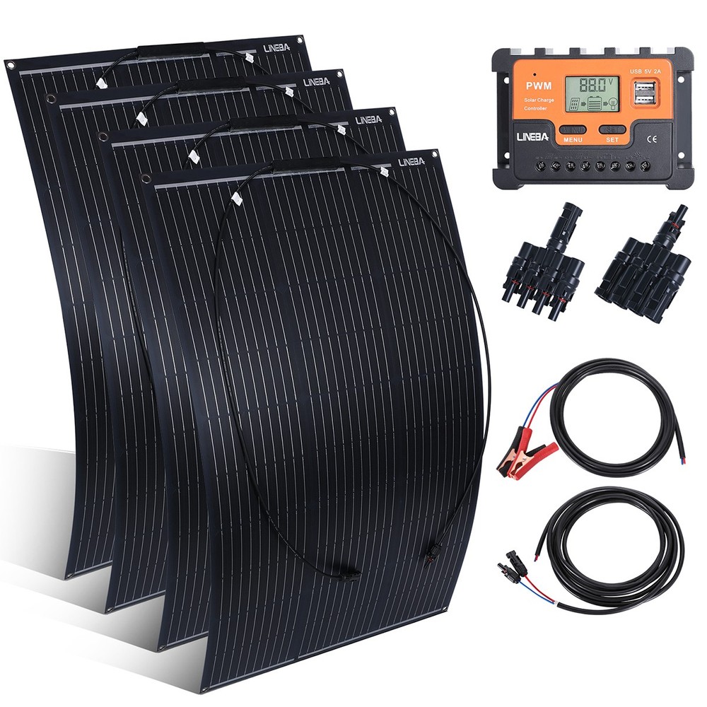 200W 400W Mono Solar Panel 12V Charging Off-Grid Battery Power RV Home Boat Camp