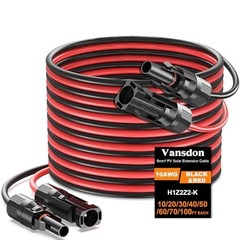 30ft Solar Panel Extension Cable 10AWG with Waterproof Connectors for RV & Solar