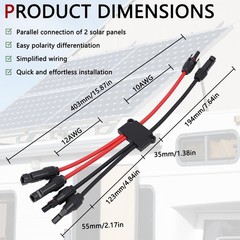 Solar Parallel Connectors for 2 Solar Panels, Tool-Free MC4 Solar Cable Split