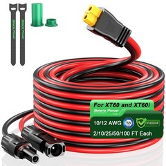 10AWG XT60 Solar Panel Cable 2FT Red Black Solar Connector Compatible Ecoflow
