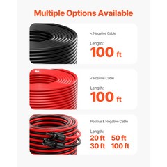 Uimoso 100FT Solar Panel Extension Cable 10AWG Waterproof PV 6mm² Cable Black