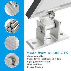 2 Set Adjustable Solar Panel Tilt Mount Bracket Aluminum Alloy Solar Panel Mount