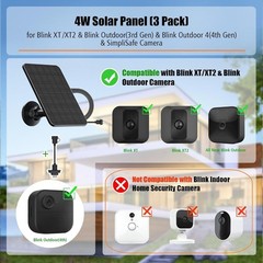 3 Pack Solar Panel Blink Solar Panel with Mount 13.1ft Cable Rubber Plug