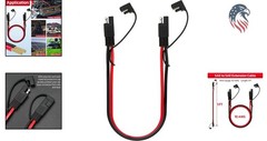 10AWG SAE Extension Cable 1ft Compatible Solar RV Automotive Dual Prong