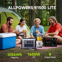 ALLPOWERS 1800W (3000W Peak) Power Station + 100W Solar Panel Kit LFP Battery