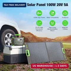 100W Portable Solar Panel for Power Station Generator, 20V Foldable Solar Cell S