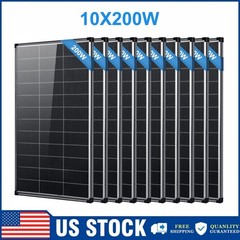 10Pack 200W N-Type Bifacial 18BB Solar Panel Mono Cell Off Grid Roof RV Home